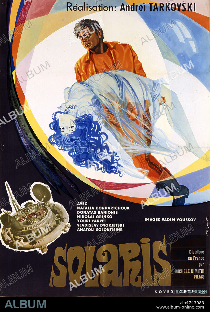 'SOLARIS.' Affiche du film realise en 1972 par Andrei TARKOVSKI (1932-1986) d'apres le roman de Stanislas Lem (1921-2006). Illustration de Vadim YOUSSOV. Credit: Coll. Perron/KHARBINE-TAPABOR.