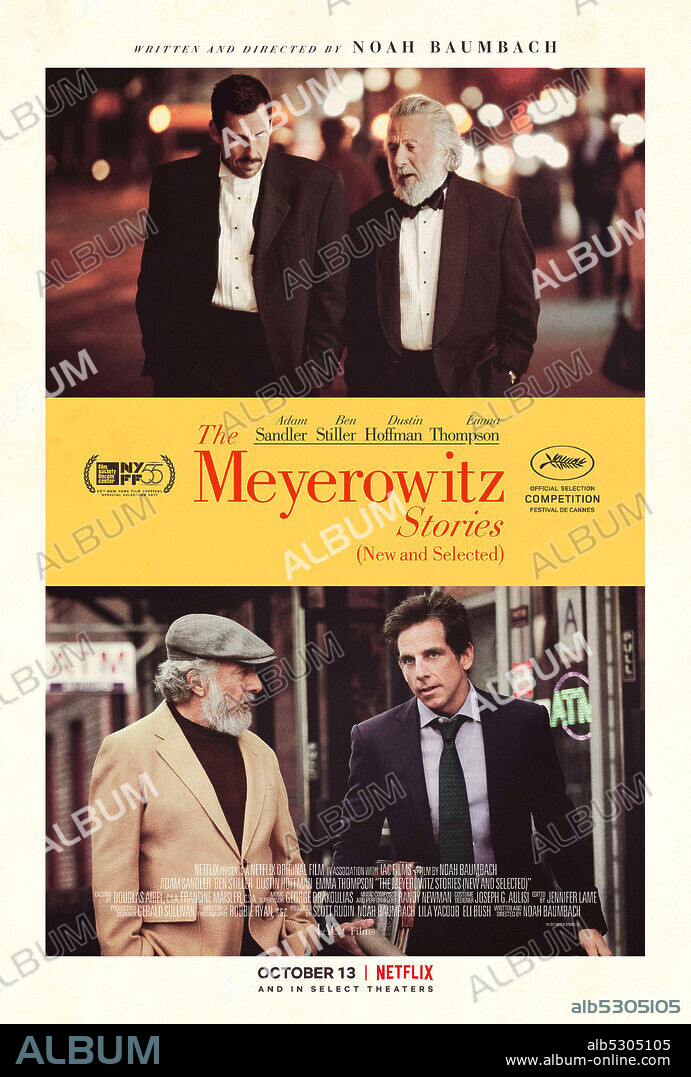 ADAM SANDLER, BEN STILLER und DUSTIN HOFFMAN in THE MEYEROWITZ STORIES, 2017 (MEYEROWITZ STORIES), unter der Regie von NOAH BAUMBACH. Copyright NETFLIX.