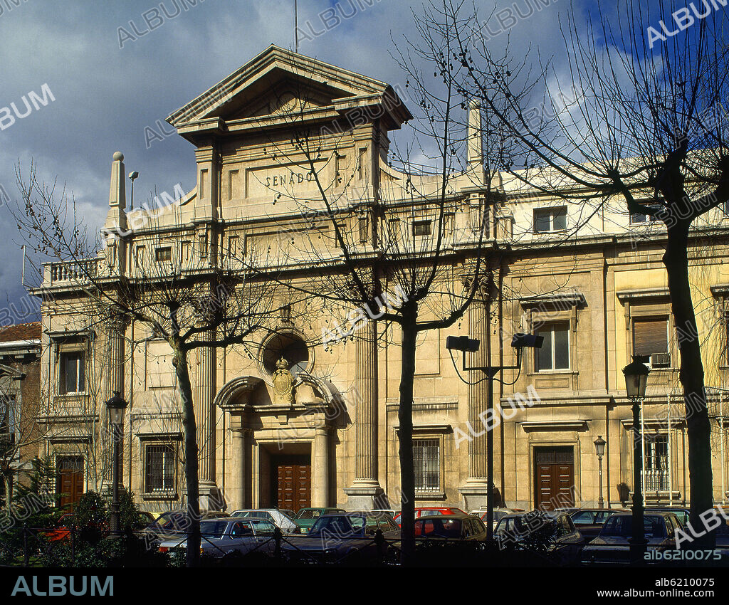 FACHADA PRINCIPAL DEL PALACIO DEL SENADO EN LA PLAZA DE LA MARINA ESPAÑOLA - SIGLO XIX.