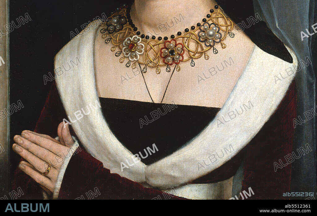 HANS MEMLING. Maria Portinari (Maria Maddalena Baroncelli, born 1456), ca. 1470. Detail from a larger artwork.