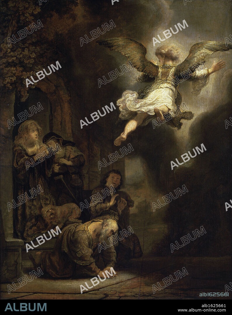 Archangel Raphael Leaving the Family of Tobias   1637   Rembrandt Harmensz van Rijn (1606-1669/Dutch)   Oil on wood  Musee du Louvre, Paris.