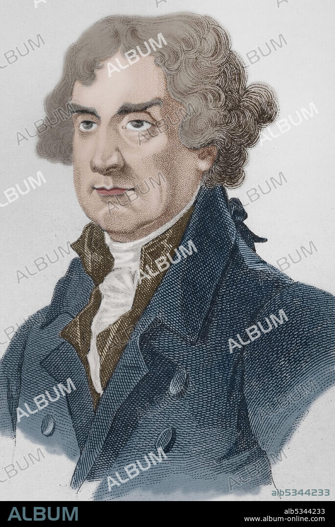 Thomas Jefferson (1743-1826). Tercer presidente de los Estados Unidos de América entre 1801 y 1809. Padre Fundador de la nación. Grabado por Vernier. Panorama Universal. Historia de los Estados Unidos de América, por Roux de Rochelle. Edición española, impresa en Barcelona, 1850. Coloreado.