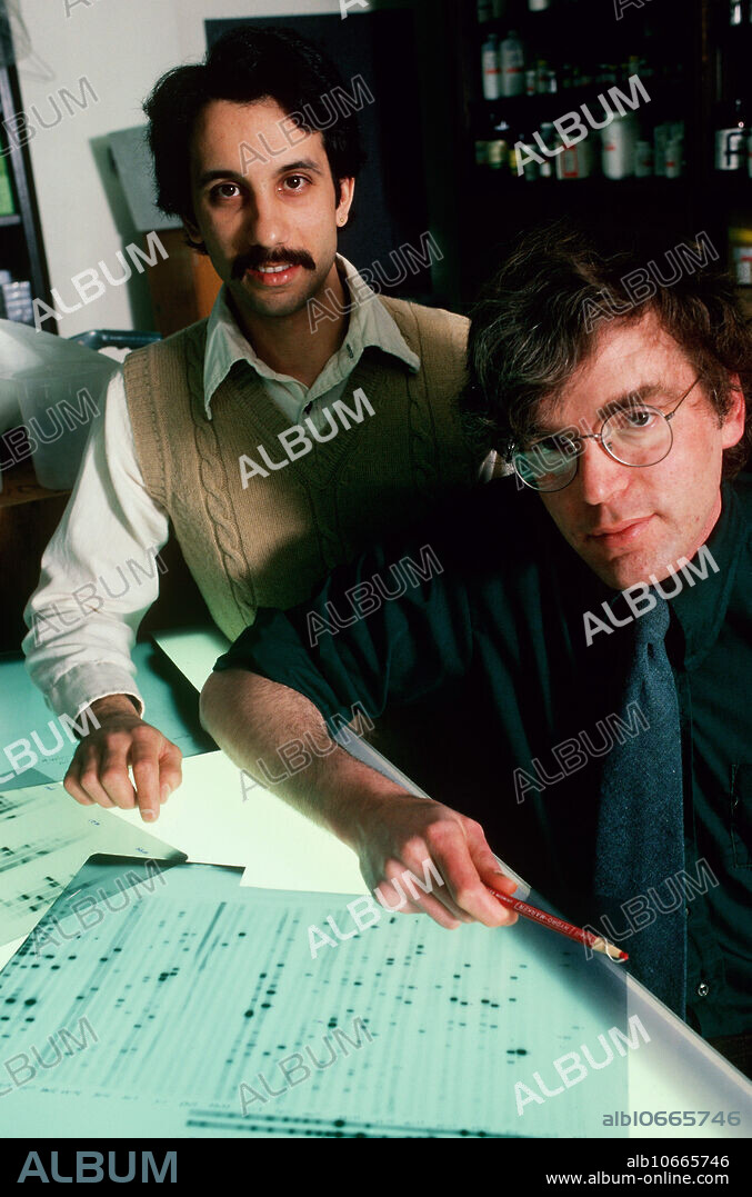W. Ford Doolittle and Carmen Sapienza researching selfish DNA. Dalhousie University, Halifax, Nova Scotia.