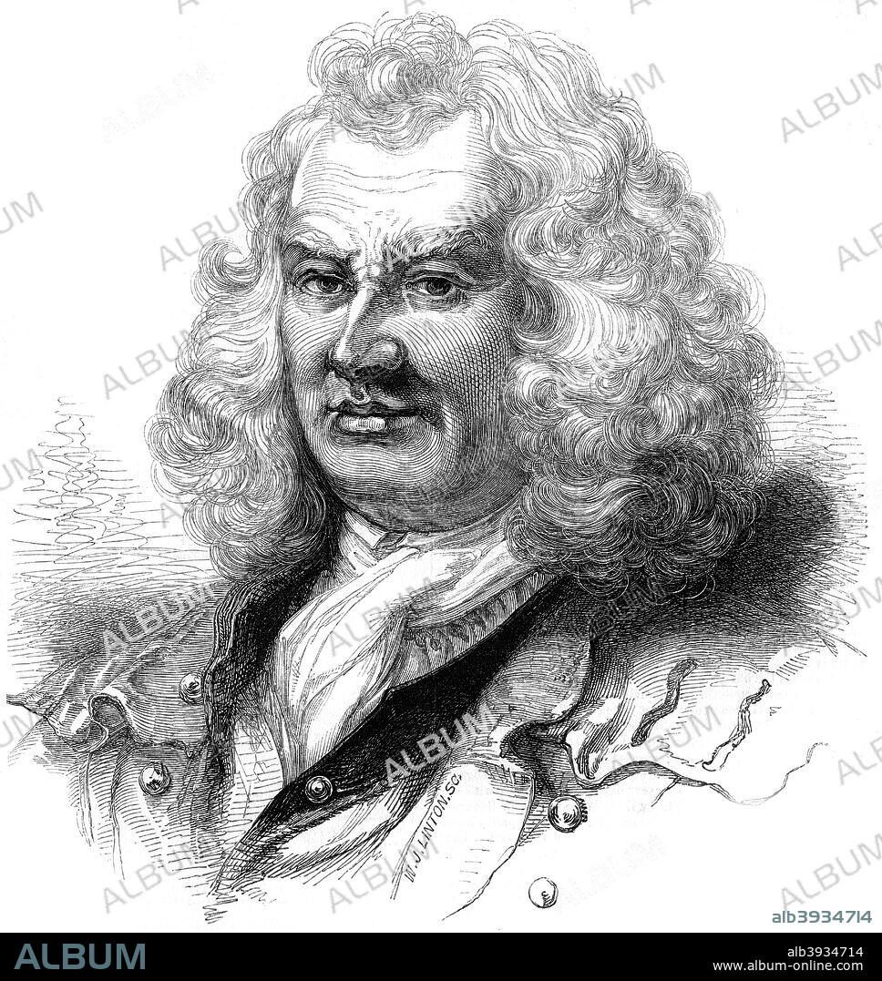 Portrait of Captain Thomas Coram, 18th century (1844). The philanthropist Thomas Coram (1668-1751) founded the Foundling Hospital after seeing the plight of children left abandoned in the streets, many of whom were young babies close to death. Poverty-stricken mothers would bring their children to the gate, and competition for places was fierce. Handel and Hogarth were also among the eminent people who took an active interest in the activities of the hospital. A print from The Illustrated London News, 4th May 1844.