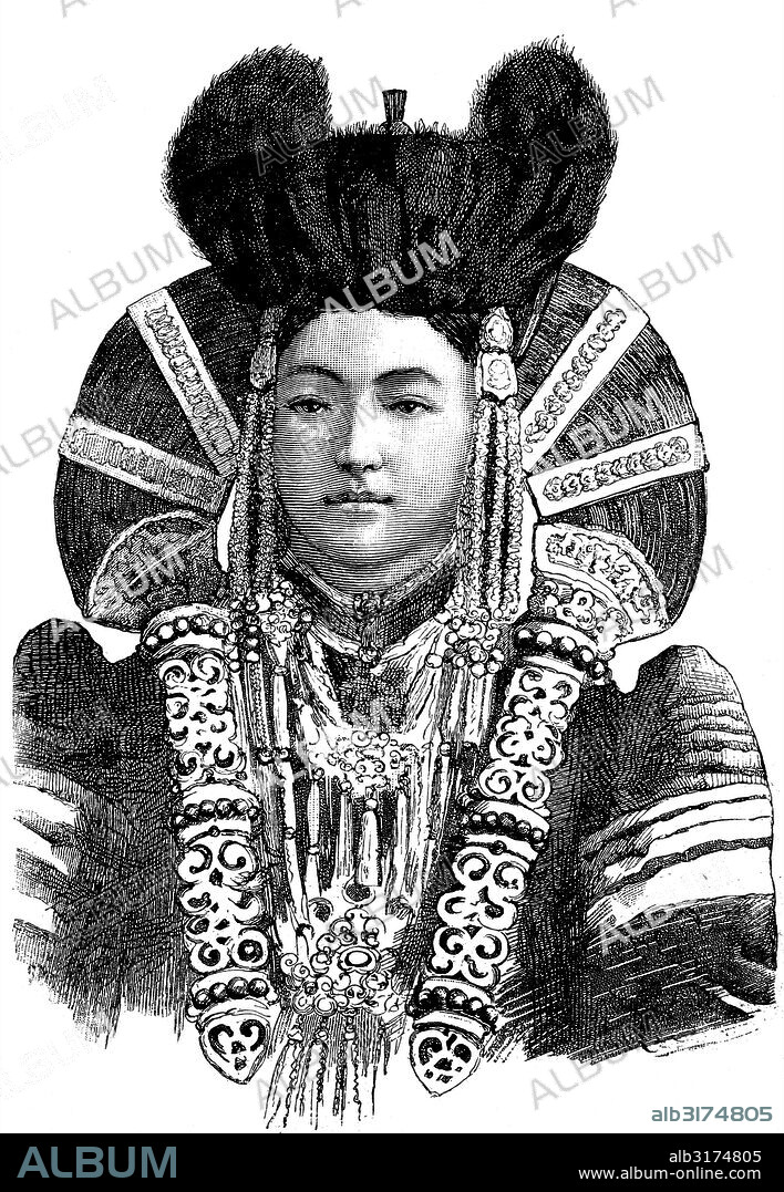 Women from urga, mongolia, historical illustration circa 1893.