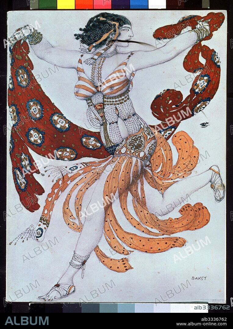 LEON BAKST. Costume design for the ballet Cleopatra by A. Arensky.