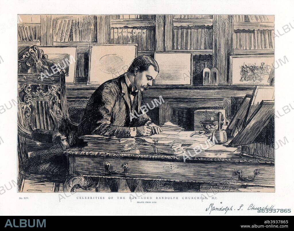 Lord Randolph Churchill (1849-1895), 1885. From a supplement to The Graphic (30 May 1885). Churchill was the father of the British prime minister, Sir Winston Churchill.