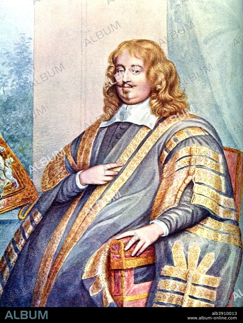 Edward Hyde, 1st Earl of Clarendon, 17th century English statesman and historian, c1905. Hyde (1609-1674) was Chancellor of the Exchequer to King Charles I, and author of the Clarendon Code, designed to preserve the supremacy of the Church of England. On the Restoration of the monarchy in 1660, he returned with Charles II. However he was banished in 1667, and spent the rest of his life in exile in France. Print published in Parliament Past and Present by Arnold Wright and Philip Smith, (London, c1905). Original painting by Peter Lely.