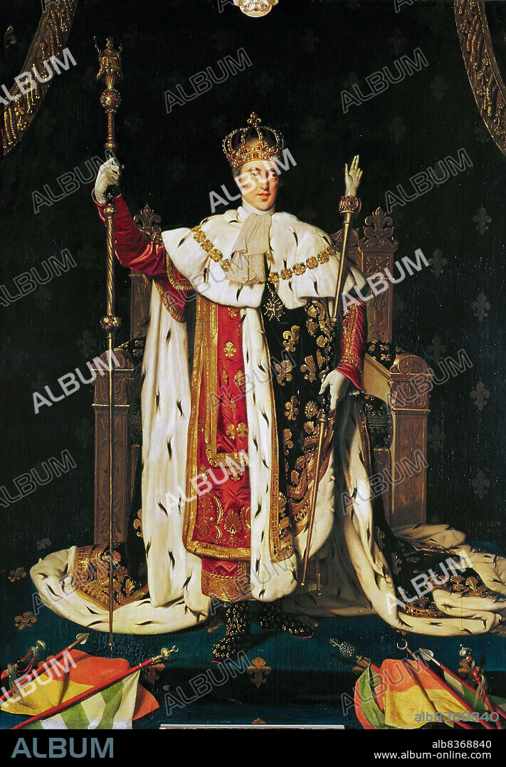 JEAN AUGUSTE DOMINIQUE INGRES. Portrait of King Charles X of France (1757-1836) in Anointment Robe.