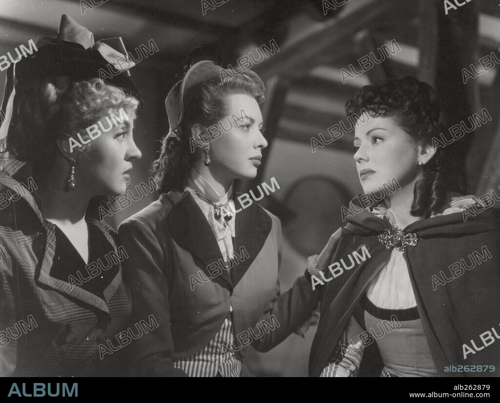 ELENA ESPEJO, MARGARITA ANDREY and ROSARIO LEON in ZALACAIN EL AVENTURERO, 1954, directed by JUAN DE ORDUÑA. Copyright ESPEJO FILMS.
