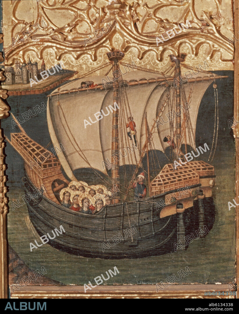 JOAN REIXACH (1411-1484). COCA O CARRACA - DETALLE DEL RETABLO DE SANTA URSULA - SIGLO XV - (CONJ 15151).