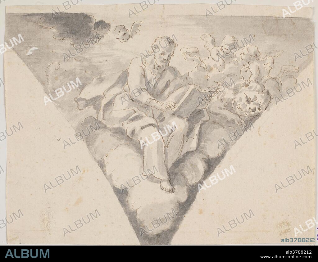 JOSÉ INGLÉS. José Inglés / 'San Marcos'. 1776. Aguada parda, Pluma sobre papel verjurado, amarillento, 167 x 215 mm.