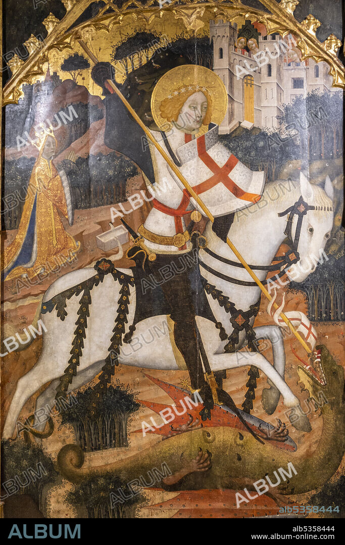 Saint Jordi, 15th century, Francesc Comes, tempera on panel, church of the convent of Sant Francesc, Inca, Mallorca, Balearic Islands, Spain.