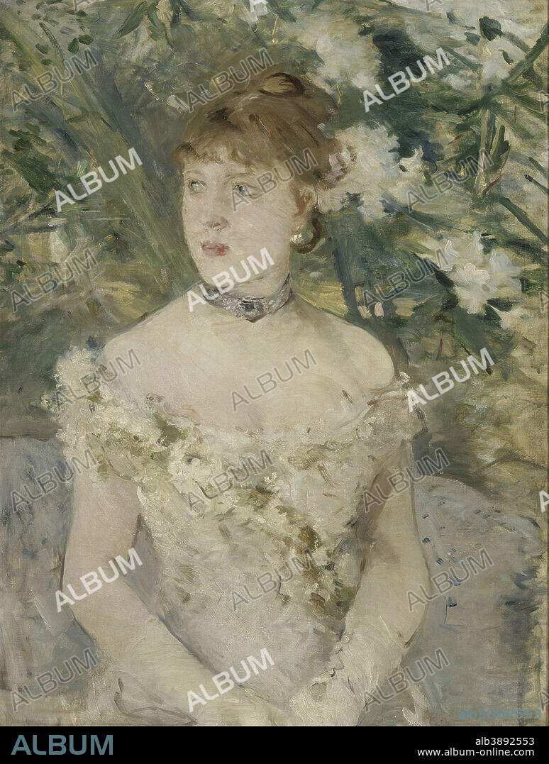 BERTHE MORISOT. Jeune femme en toilette de bal Young Girl in a Ball Gown. Date/Period: 1879. Painting. Oil on canvas. Height: 710 mm (27.95 in); Width: 540 mm (21.25 in).