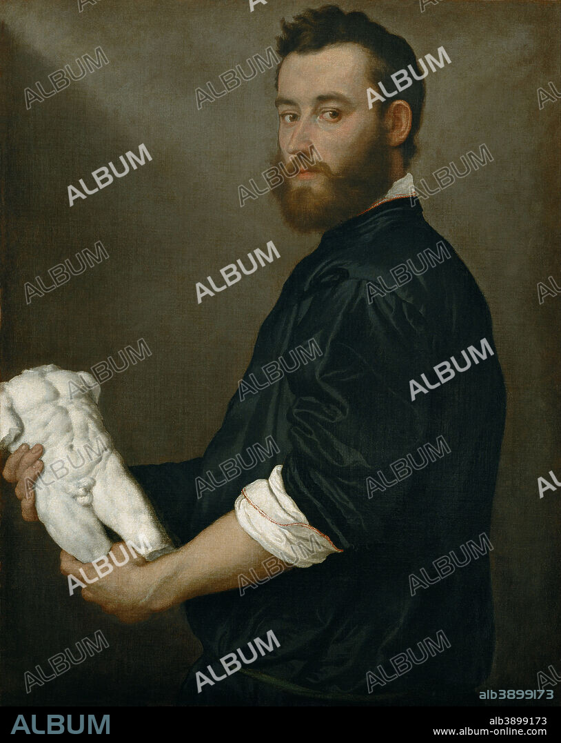 GIOVANNI BATTISTA MORONI. The Sculptor Alessandro Vittoria. Date/Period: 1552. Painting. Oil on canvas. Height: 875 mm (34.44 in); Width: 700 mm (27.55 in).