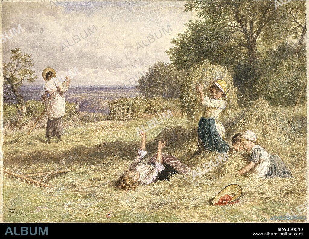 Landscape with Figures, Myles Birket Foster, English, 18251899, c.1860s, Watercolor, Made in England, Europe, Drawings & watercolors, image: 5 1/8 x 7 1/8 in. (13 x 18.1 cm).