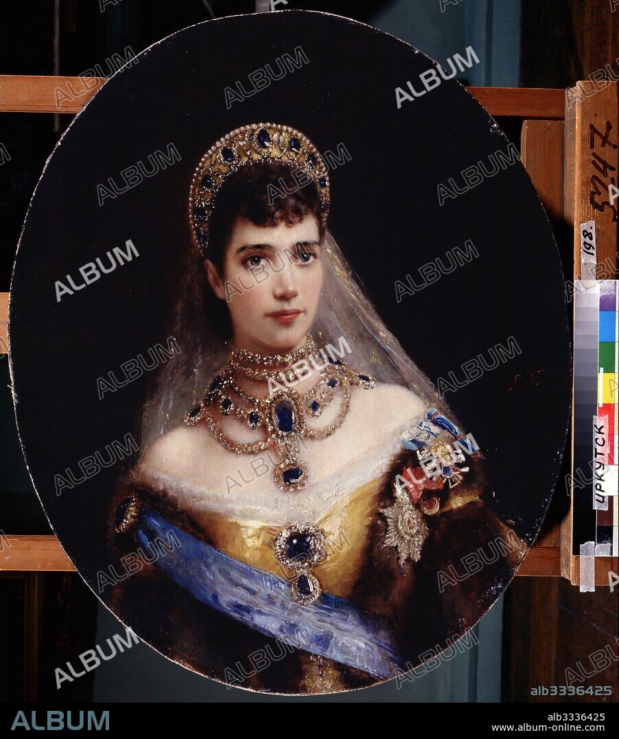 KONSTANTIN YEGOROVICH MAKOVSKY. Portrait of Empress Maria Feodorovna, Princess Dagmar of Denmark (1847-1928). 63 x 80 cm, oil on canvas. V. Sukschyov Irkutsk Regional Art Museum.