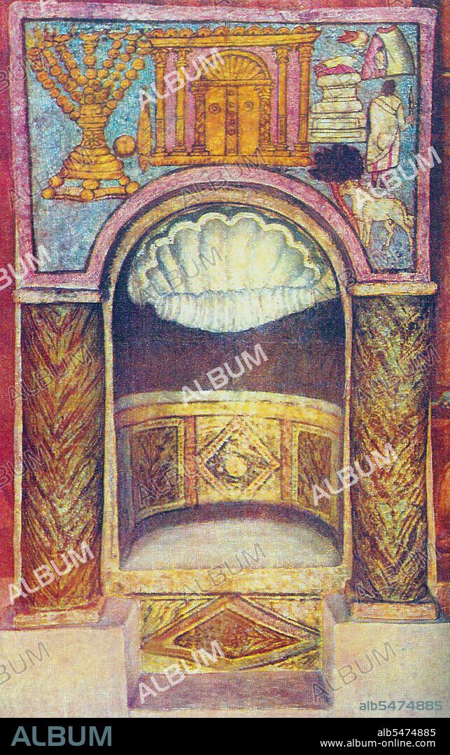 The Dura Europos synagogue is an ancient synagogue uncovered at Dura-Europos, Syria, in 1932. The last phase of construction was dated by an Aramaic inscription to 244 CE, making it one of the oldest synagogues in the world. It is unique among the many ancient synagogues that have emerged from archaeological digs as it was preserved virtually intact, and it has extensive figurative wall-paintings. These frescoes are now displayed in the National Museum of Damascus.