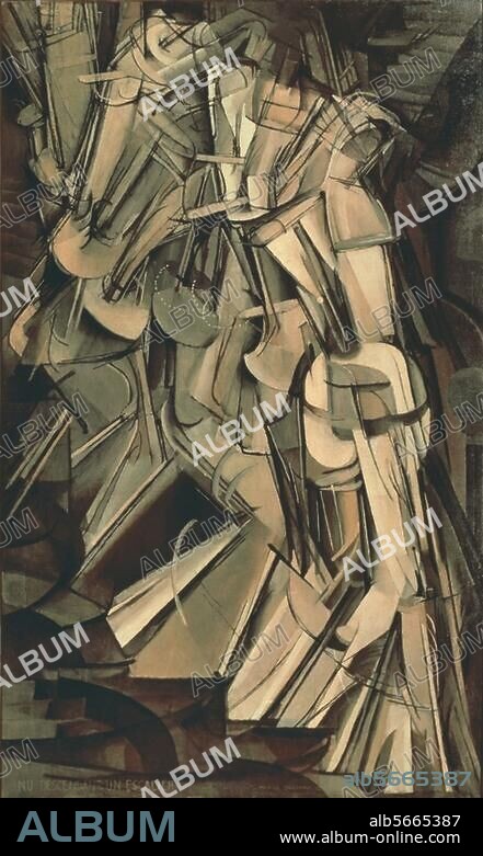 MARCEL DUCHAMP. Duchamp, Marcel; 1887 - 1968. "Nu descendant un escalier no. 2" (Akt, eine Treppe herabsteigend), 1912. Öl auf Leinwand,  147 × 89 cm. Louise and Walter Arensberg Collection, Inv. Nr. 1950-134-59. Philadelphia, Museum of Art.