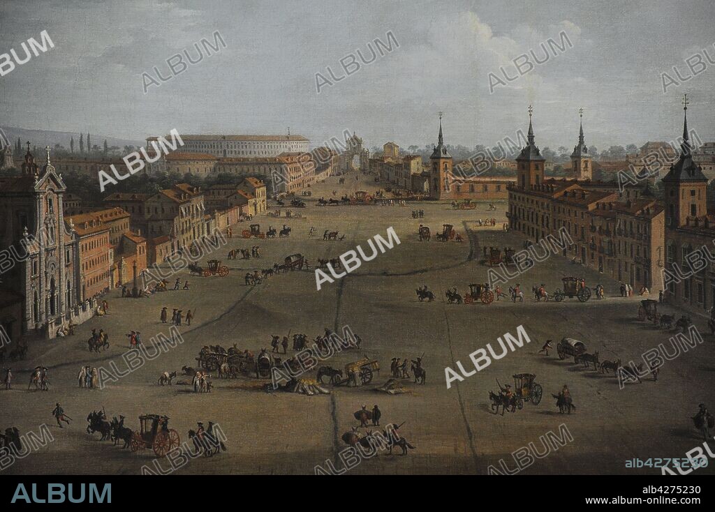 Antonio Joli (1700-1777). Pintor italiano. "Vista de Alcalá", Madrid. Real Academia de San Fernando. Madrid. España. Oleo sobre lienzo, 81x139 cms.