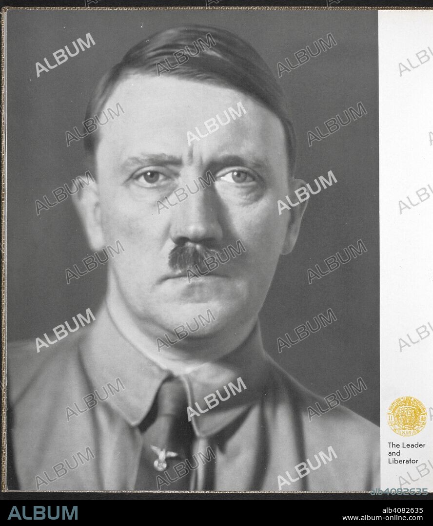Portrait of Adolf Hitler. (20 April 1889 â€“ 30 April 1945). Austrian-born German politician and the leader of the Nazi Party. He was chancellor of Germany from 1933 to 1945 and dictator of Nazi Germany. Germany. The Olympic Year, 1936. [A collection of photographs.]. Berlin : Volk und Reich Verlag, [1936]. Source: 10240.h.48 last page.
