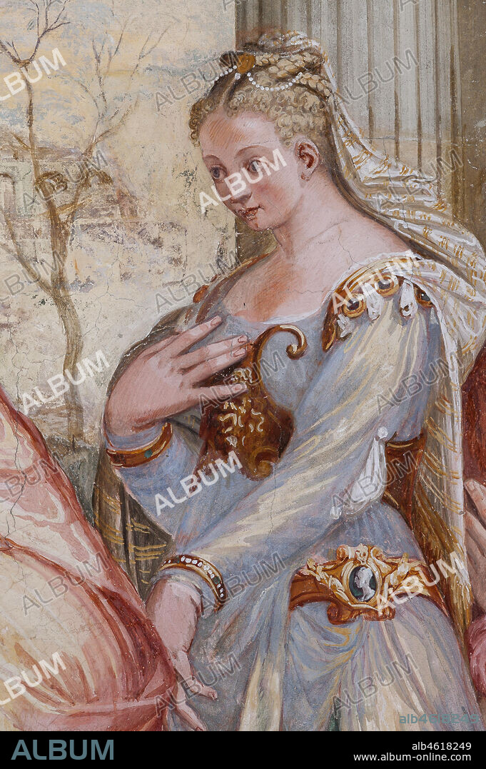 Thiene, Villa Porto Colleoni (also known as Castle in Thiene), Camerone: "The Banquet of Cleopatra", frescoes by Giovanni Antonio Fasolo (c. 1560-1565). Detail.