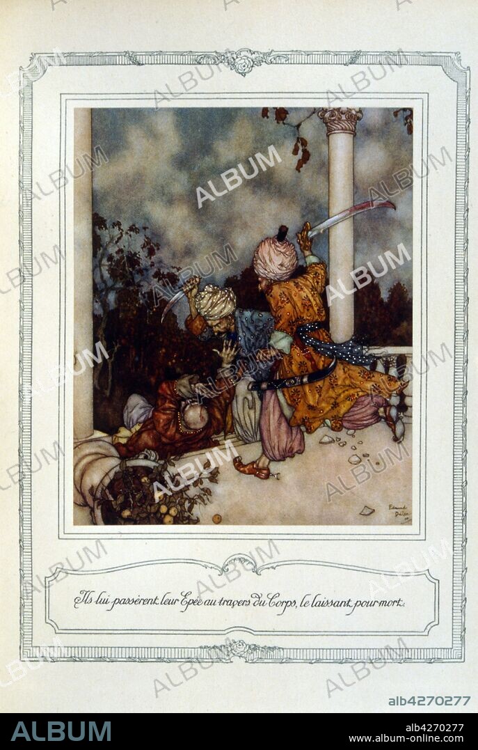 Beauty and the Beast (1910) by Edmund Dulac (1882 – 1953), French-born, British naturalised magazine illustrator, book illustrator.