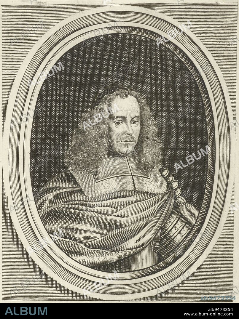 Portrait of the Venetian Francesco Morosini, statesman and doge of Venice, Portrait of Francesco Morosini, print maker: Johann Friedrich Leonard, (mentioned on object), 1643 - 1680, paper, engraving, h 238 mm × w 159 mm.