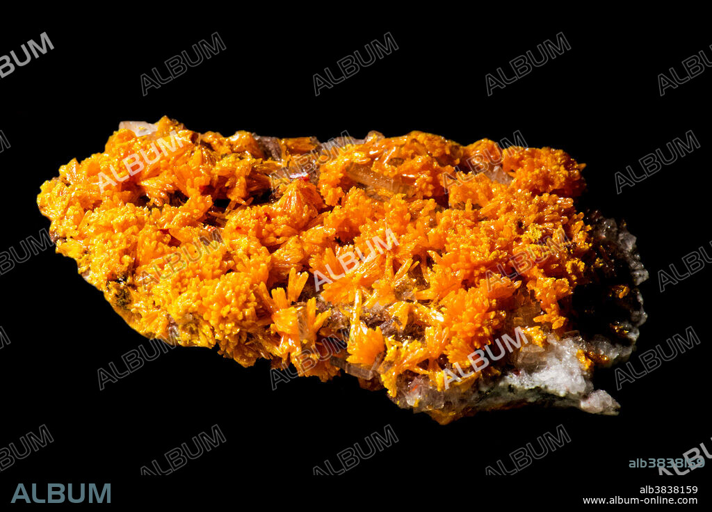 Orpiment, Barite, Realgar, with Pyrite. Peru. Private Collection.