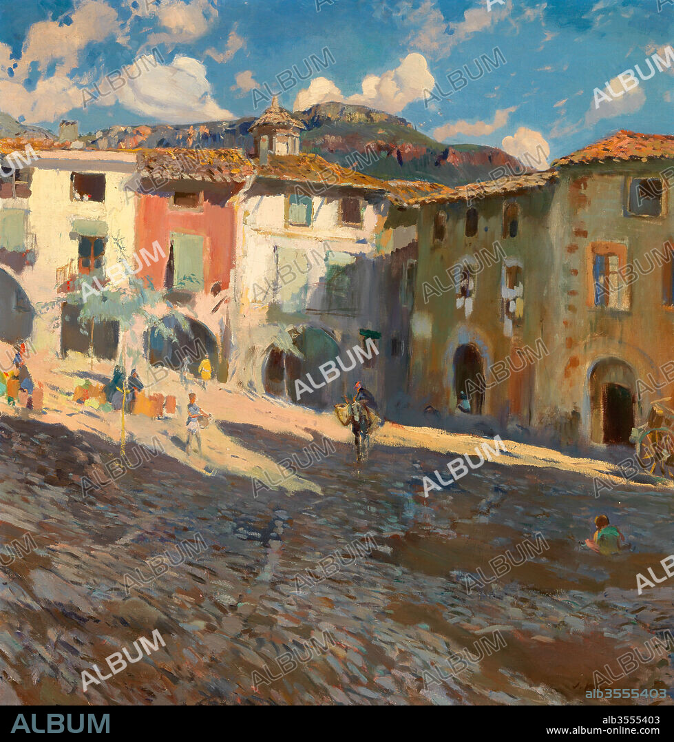 Joaquim Mir i Trinxet / 'Plaza del Mercadal', c. 1927, Óleo sobre tela, 107 x 100 cm.