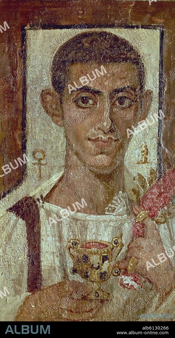 RETRATO FUNERARIO PROCEDE DE ANTINOE (EGIPTO) - SIGLO III.