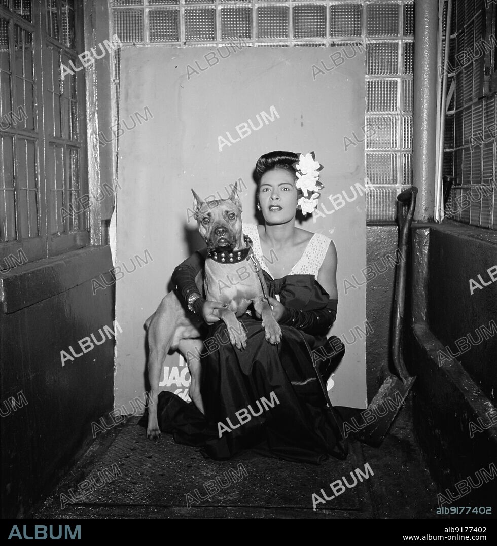WILLIAM PAUL GOTTLIEB. Portrait of Billie Holiday and Mister, Downbeat, New York, N.Y., ca. Feb. 1947.
