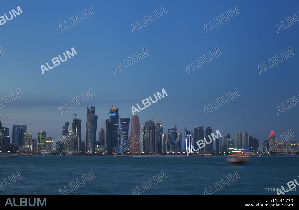 Futuristic skyscrapers in Doha, Qatar, Middle East.