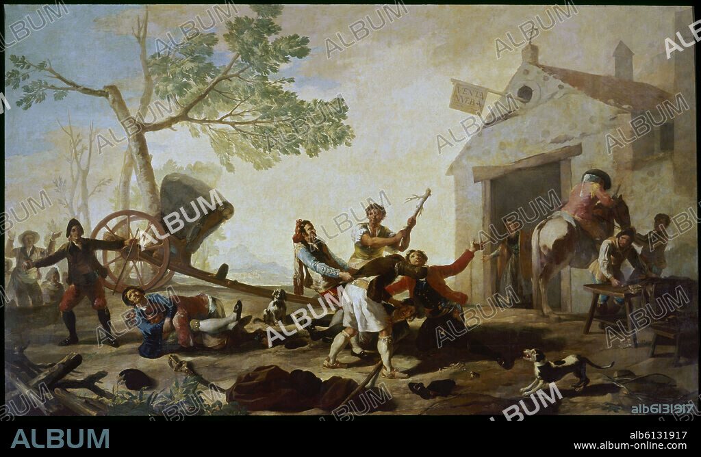 FRANCISCO DE GOYA. LA RIÑA EN LA VENTA NUEVA - 1777 - OLEO/LIENZO -  275x414 - NP 770 - CARTON PARA TAPIZ.