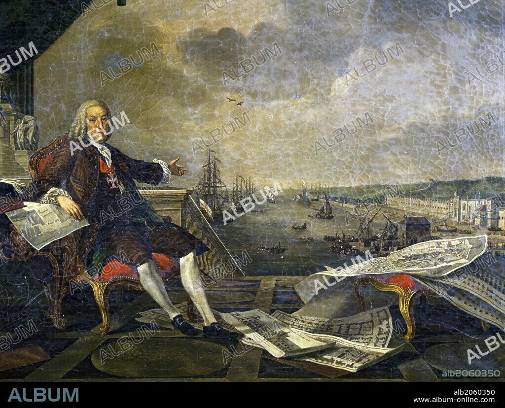 Portrait of Sebastiao Jose de Carvalho e Melo, 1st Marquis of Pombal, 1st Count of Oeiras (Lisbon, 1699-Pombal, 1782), Portuguese politician, painting by Louis-Michel van Loo (1707-1771) and Claude-Joseph Vernet (1714-1789).