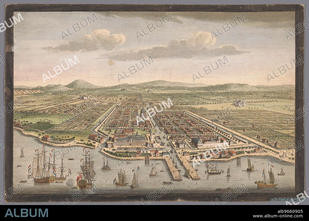 ANON. View of the city of Batavia, 1754. The city of Batavia in the island of Java and capital of all the Dutch factories & settlements in the East Indies.