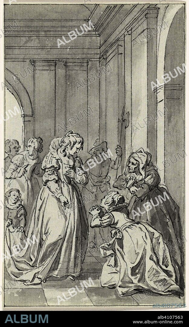 The wife and mother of Floris de Montmorency, baron de Montigny, beg Anna of Austria to intercede for Montigny, who is being held prisoner in Spain. Draughtsman: Jacobus Buys. Dating: 1788 - 1790. Measurements: h 150 mm × w 90 mm.
