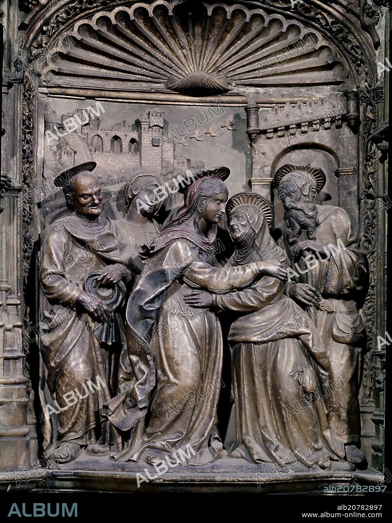 DAMIAN FORMENT CABOT. LA VISITACION - 1512-1518 - DETALLE DEL RETABLO DE LA BASILICA DEL PILAR DE ZARAGOZA - RENACIMIENTO ESPAÑOL.