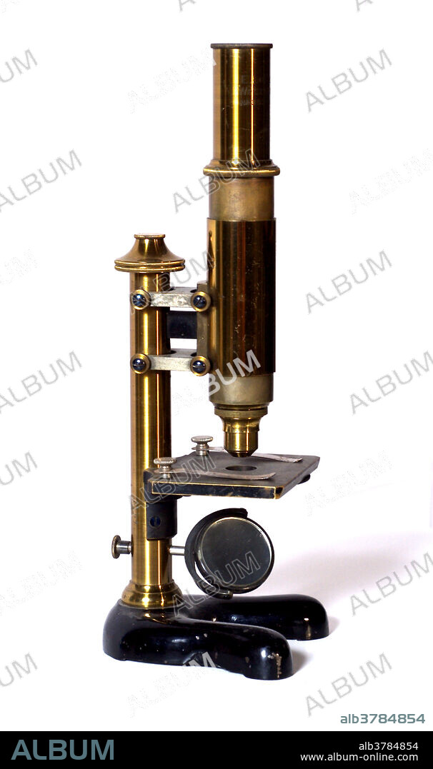 An antique brass microscope.