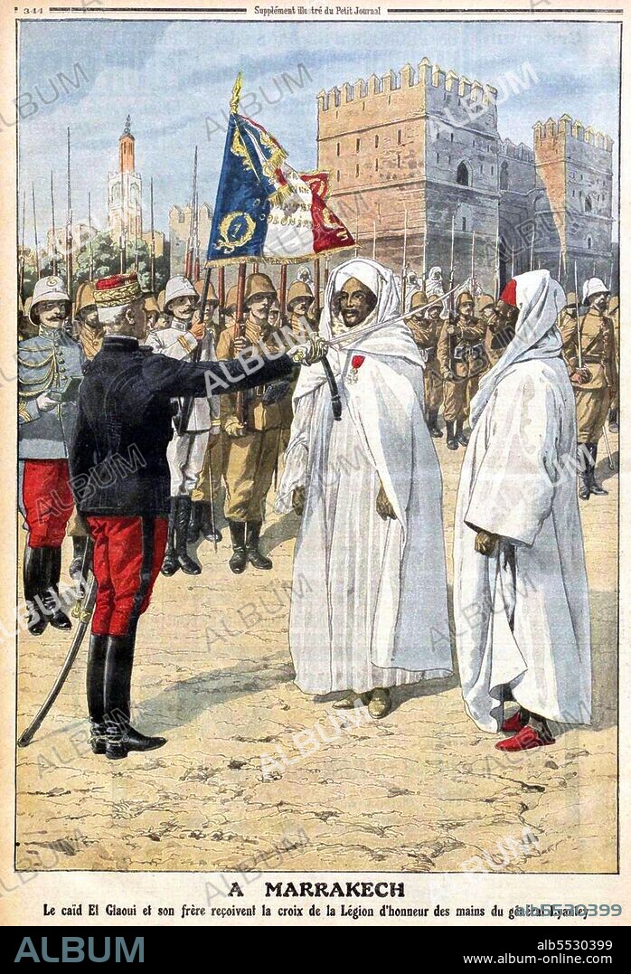 The French Protectorate in Morocco (Arabic: ????? ????? ?? ??????? Himaïet Fransa fi El-Maghreb; French: Protectorat français au Maroc) was established by the Treaty of Fez. It existed from 1912, when a protectorate was formally established, until Moroccan independence (2 March 1956), and consisted of the area of Morocco between the Corridor of Taza and the Draa River. The establishment of the French protectorate of Morocco followed centuries-long France-Morocco relations.