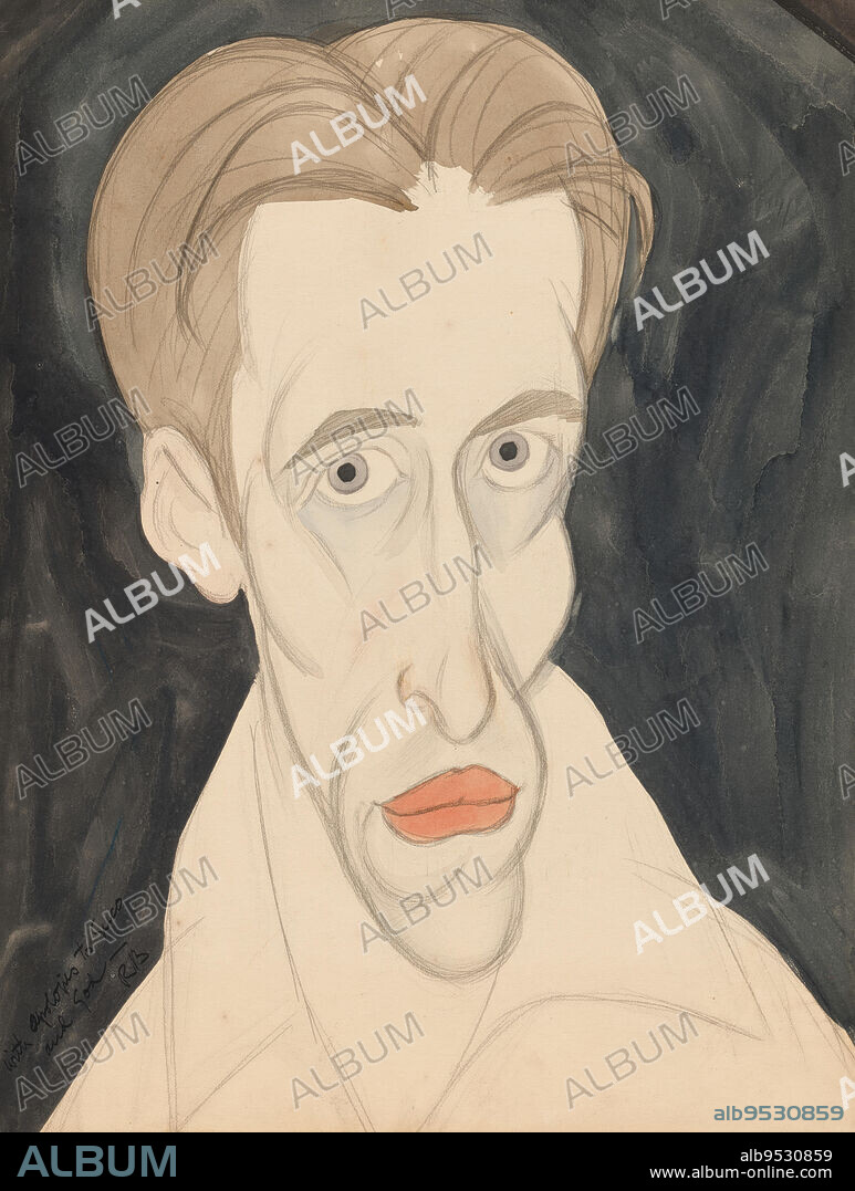 Ralph Barton Self-Portrait. Date: c. 1925. Watercolor and graphite on paperboard mounted on illustration board.