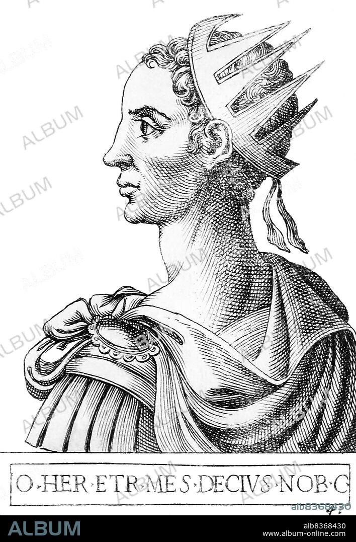 Herennius Etruscus (227-251) was the son of Emperor Decius Trajan and older brother of future Emperor Hostilian. Herennius was born in Pannonia during one of his father's military postings. He joined the army to fight alongside his father, and followed his father in his rebellion against Emperor Philip. Herennius became heir to the throne in 249.<br/><br/>. When the Gothic tribes began raiding across the Danube frontier, Herennius' father raised him to the rank of co-emperor, and together they embarked on a campaign against the Goths, while Hostilian remained in Rome. It was during the fateful Battle of Abrittus that Herennius died in battle, struck by an enemy arrow.