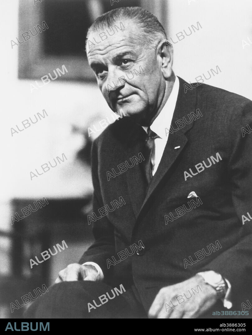 Digitally restored American history photo of President Lyndon Baines Johnson.