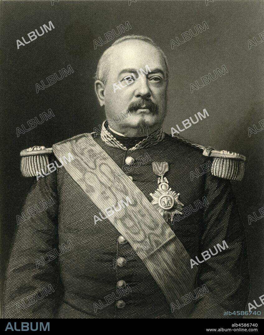 WILLIAM HOLL. 'Marshal Bazaine', c1872. Portrait of French soldier Achille Francois Bazaine (1811-1888), marshal of France. From "The Franco-Prussian War: its causes, incidents and consequences", Volume I, by Captain H M Hozier. [William Mackenzie, London, 1872].