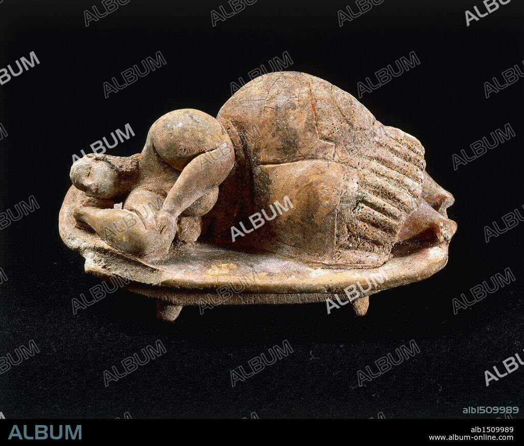 Prehistory, Malta, Neolithic. Terracotta statuette known as the "Sleeping Lady". From Hal Saflieni Hypogeum.