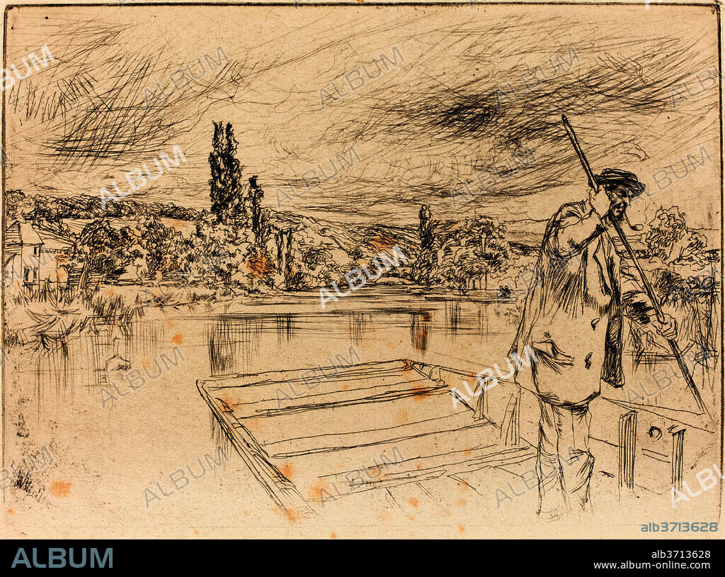 JAMES ABBOTT MCNEILL WHISTLER. The Punt. Dated: 1861. Dimensions: plate: 12.07 x 16.51 cm (4 3/4 x 6 1/2 in.)  sheet: 21.59 x 29.85 cm (8 1/2 x 11 3/4 in.). Medium: etching in black.