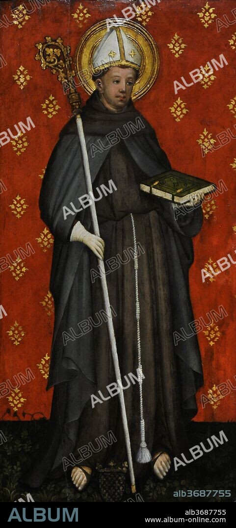 San Luís de Tolosa (1275-1298). Obispo de Toulouse. Retrato por el Maestro de San Lorenzo (activo en Colonia hacia 1415-1430), 1425-1430. Parte de un altar. Museo Wallraf-Richartz. Colonia. Alemania.