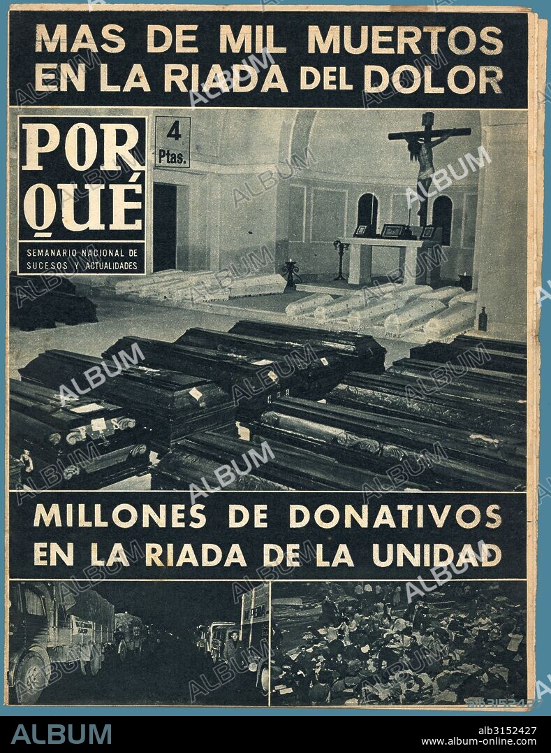 Portada del semanario de sucesos ¿Por qué?, editado en Barcelona, septiembre de 1962. Reportaje sobre las inundaciones del Vallés.