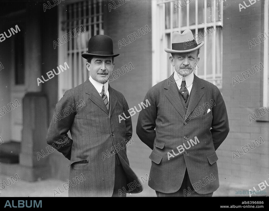 HARRIS & EWING. Count J.H. Von Bernstorff, Ambassador From Germany, with Baron Sudenhorst Von Zwiedinek, 1914. First World War: Johann Heinrich von Bernstorff (right), was German ambassador to the United States from 1908 to 1917. He left the US on 3 February 1917, after President Woodrow Wilson severed diplomatic relations with Germany. At left is Austrian diplomat Julius Ferdinand Zwiedinek, Freiherr von Südenhorst.