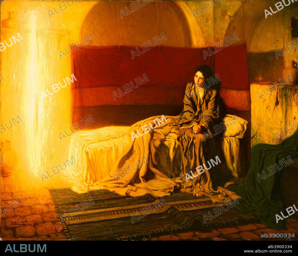 HENRY OSSAWA TANNER. The Annunciation. Date/Period: 1898. Painting. Oil on canvas Oil on canvas. Height: 1,448.82 mm (57.04 in); Width: 1,811.27 mm (71.30 in).